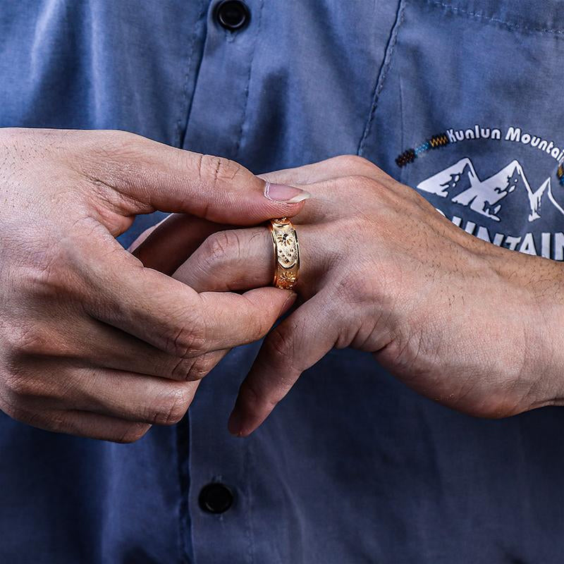 Celestial Moon and Stars Spinner Ring