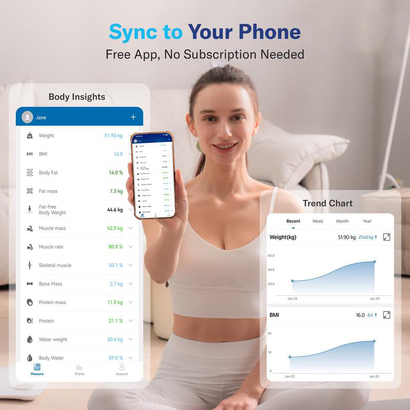 7-Color Glowing Bluetooth Digital Scale for BMI and Body Fat