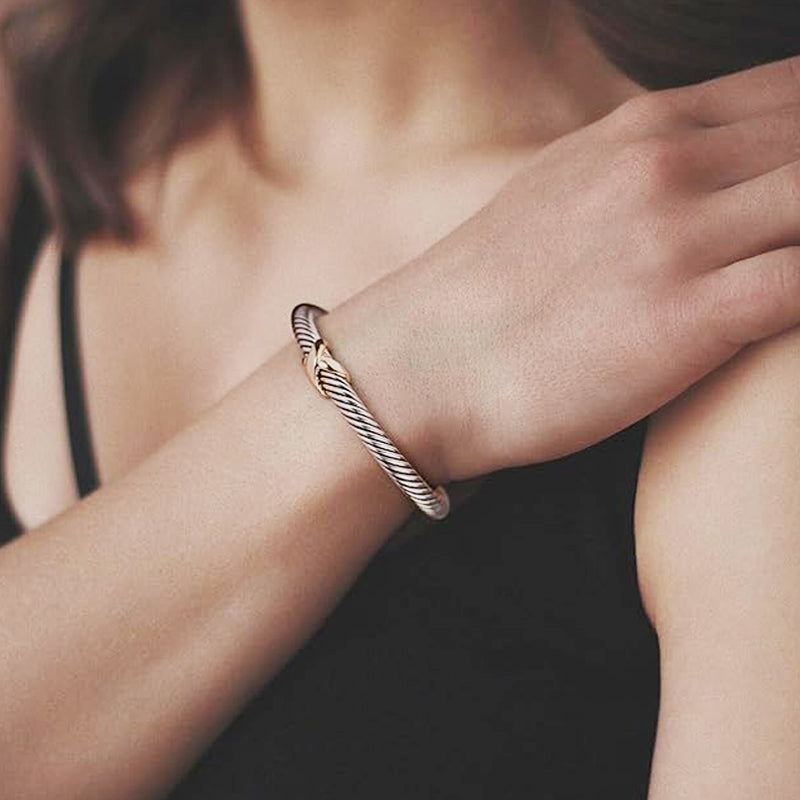 Bracelet Two Tone Twisted Bangle