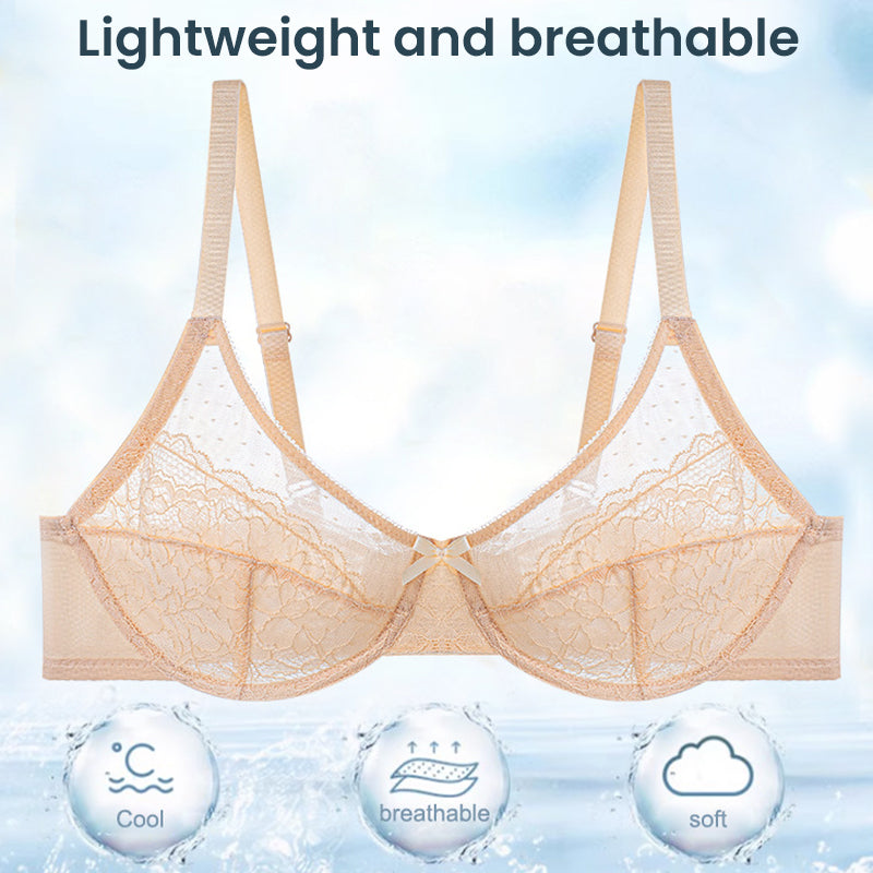 Floral Lace Breathable Mesh Comfort Bra