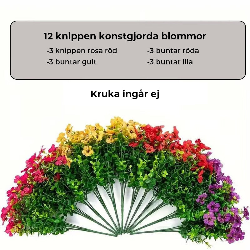 Konstblomma (12 st/paket), UV-beständiga färgglada dekoblommor