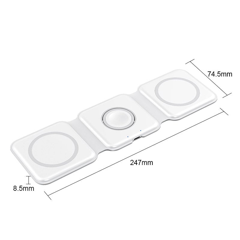 Ny hopfällbar 3-i-1 trådlös laddare