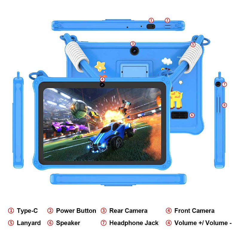 7-inch kids tablet with protective silicone case