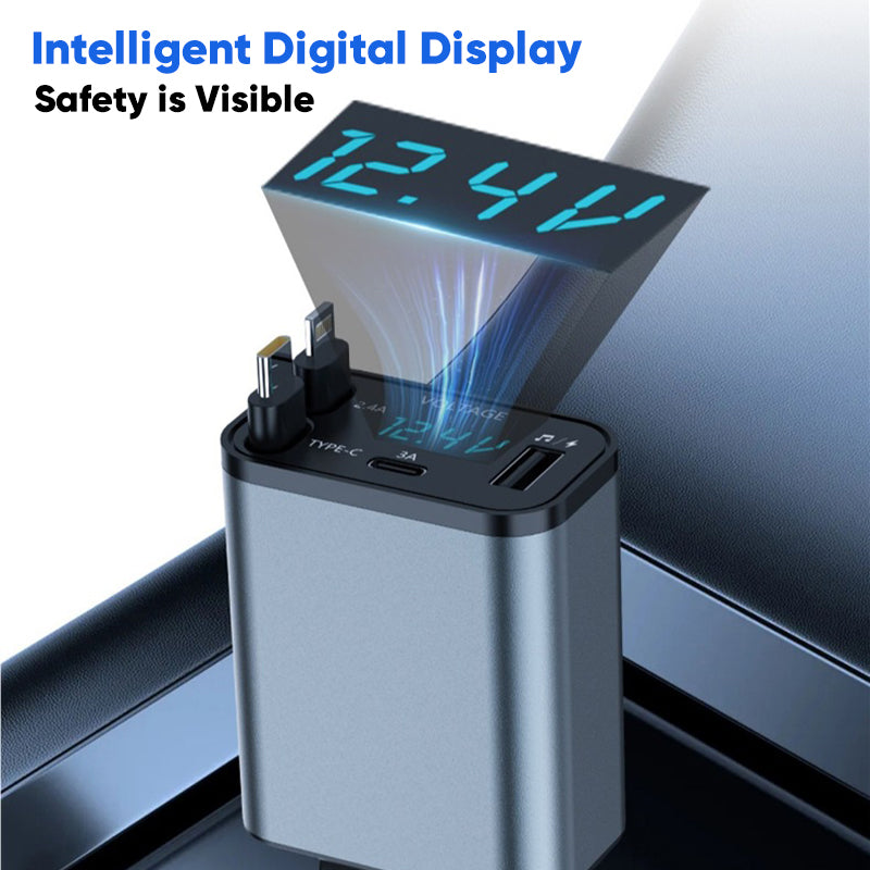 Bluetooth 5.3 Car Adapter with Retractable Charger
