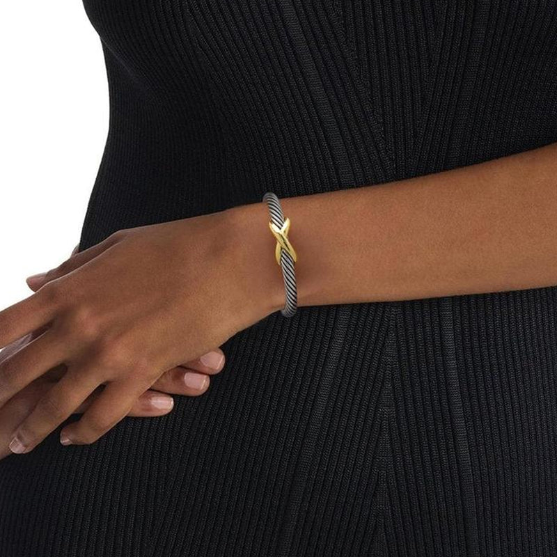 Bracelet Two Tone Twisted Bangle