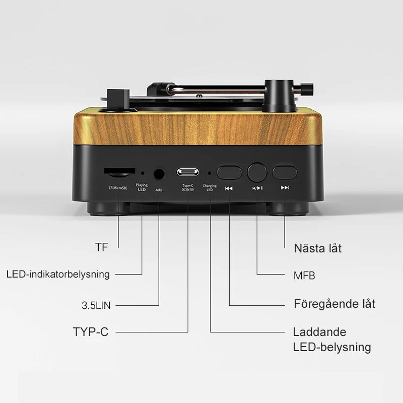 Retro bluetooth högtalare i trä