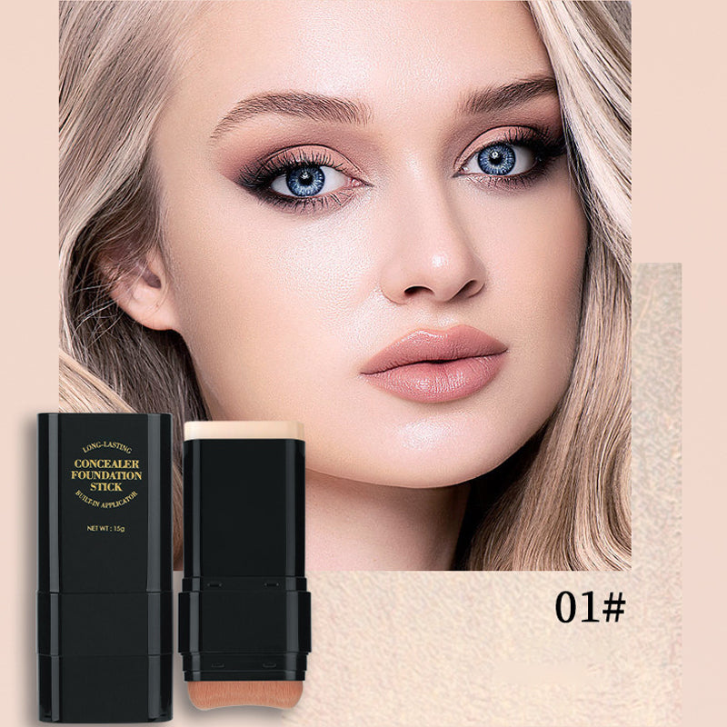 Dual-Ended Concealer Stick with Built-In Brush