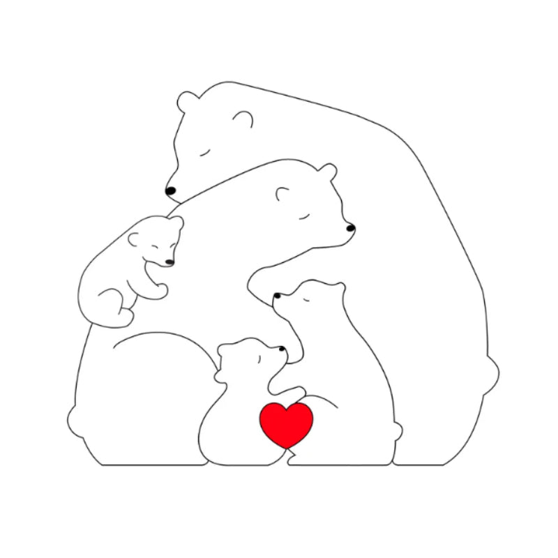 Familjepussel med björnar i trä