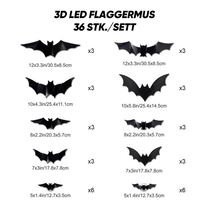 3D Fladdermusdesign LED Dekoration