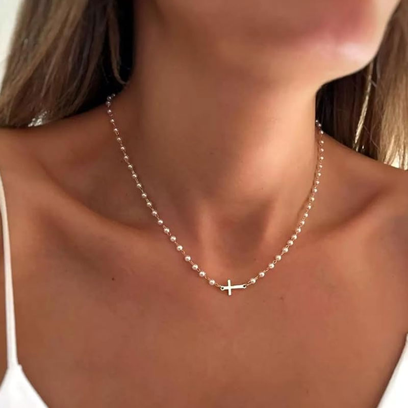 Cross Pearl Necklace