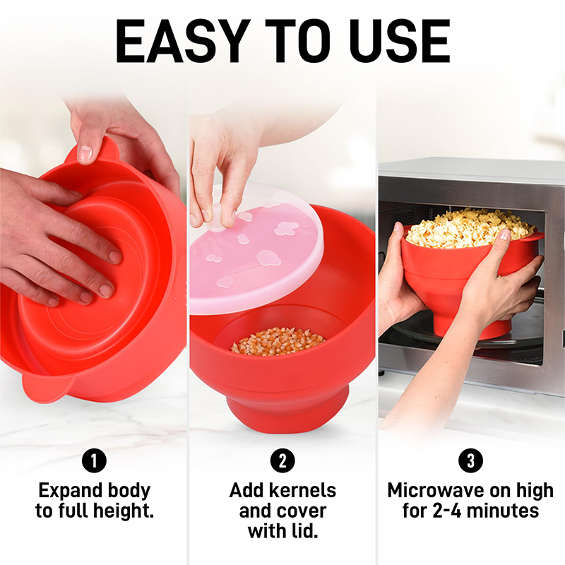 Collapsible Silicone Popcorn Bowl (with handles)