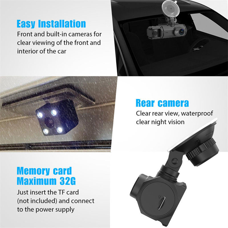 3 Lens Car Dvr Dash Cam