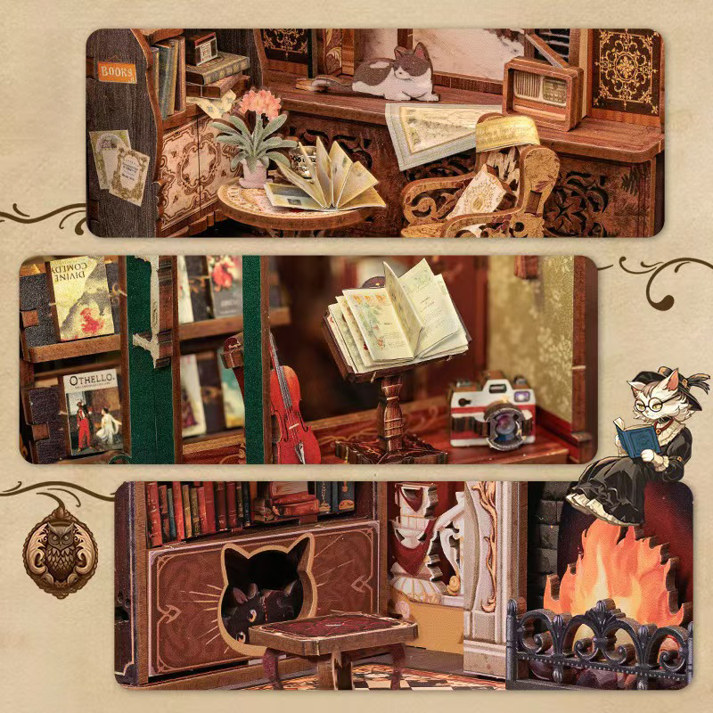 DIY Book Nook Kit - Miniature 3D Wooden Library Model