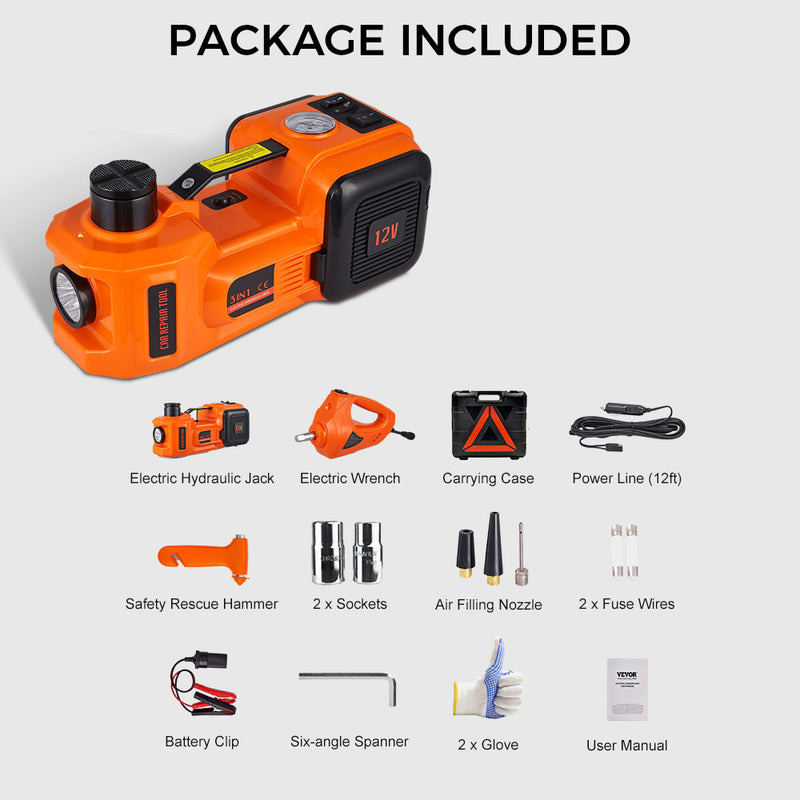 12-in-1 Electric Hydraulic Car Jack Kit