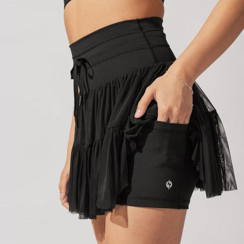 High Waist Pleated Skirt with Safety Shorts
