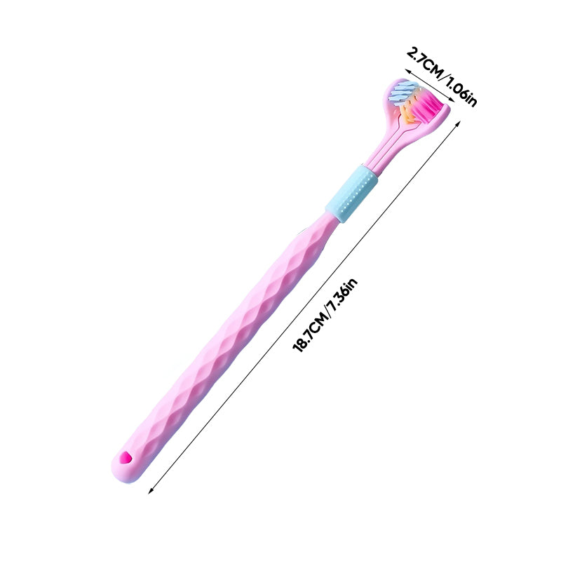 360° Triple-Head Soft & Hard Bristle Toothbrush