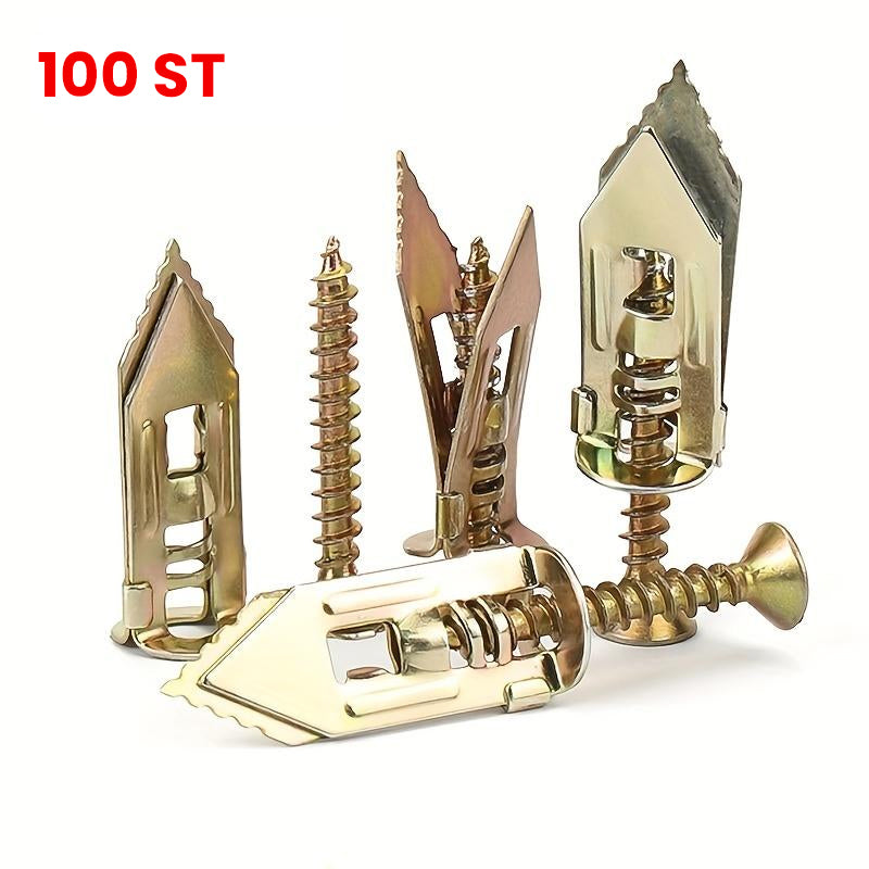 Gipsplatt Expansionsankare + Högstyrk Sinkskruvar Kit (Förpackning med 100)