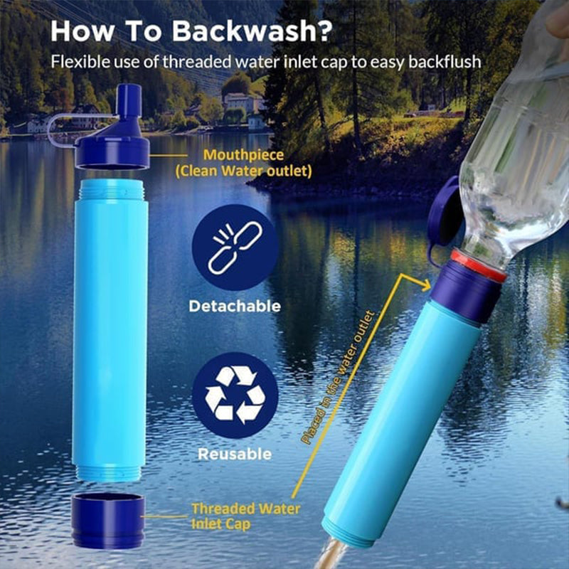 Personal Straw Water Filter for Camping, Hiking, Survival, Emergency, Travel