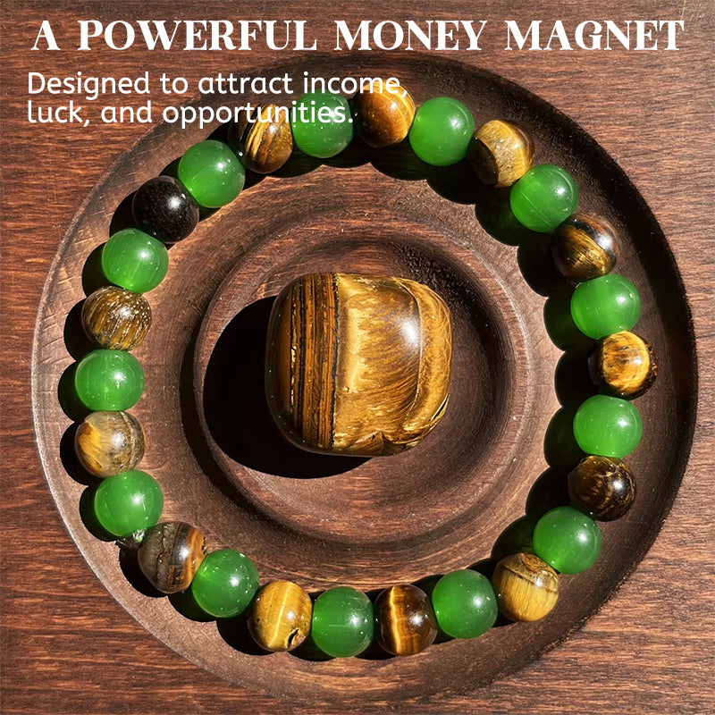Money Attraction Bracelet with Green Aventurine & Tiger Eye