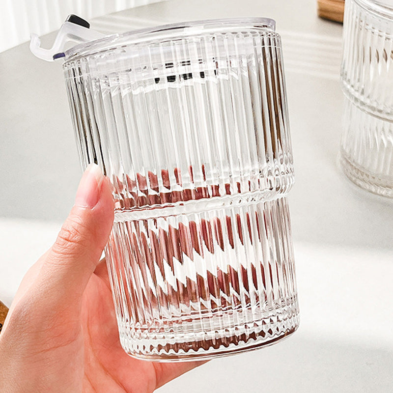 Glass Cup with Straw & Lid