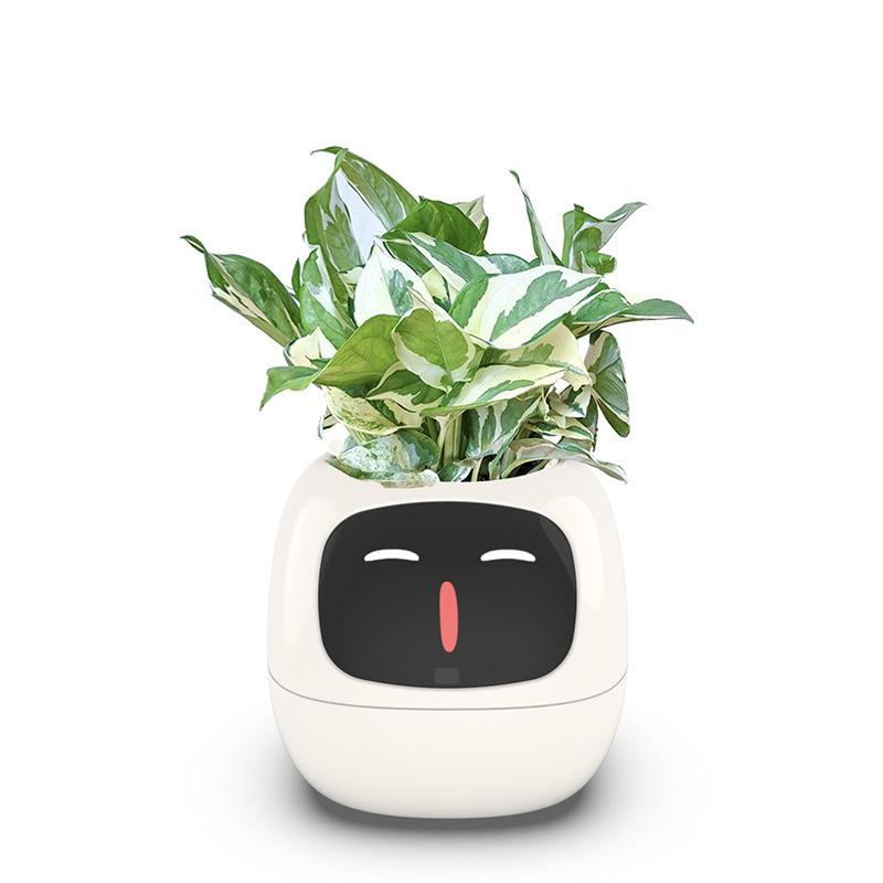 Smart AI Flowerpot with Temperature Display and Animated Expressions