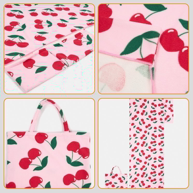 Sun Lounger Towel with Pockets Storage in a Bag