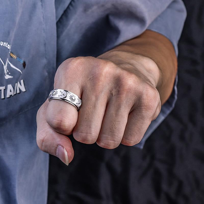 Celestial Moon and Stars Spinner Ring
