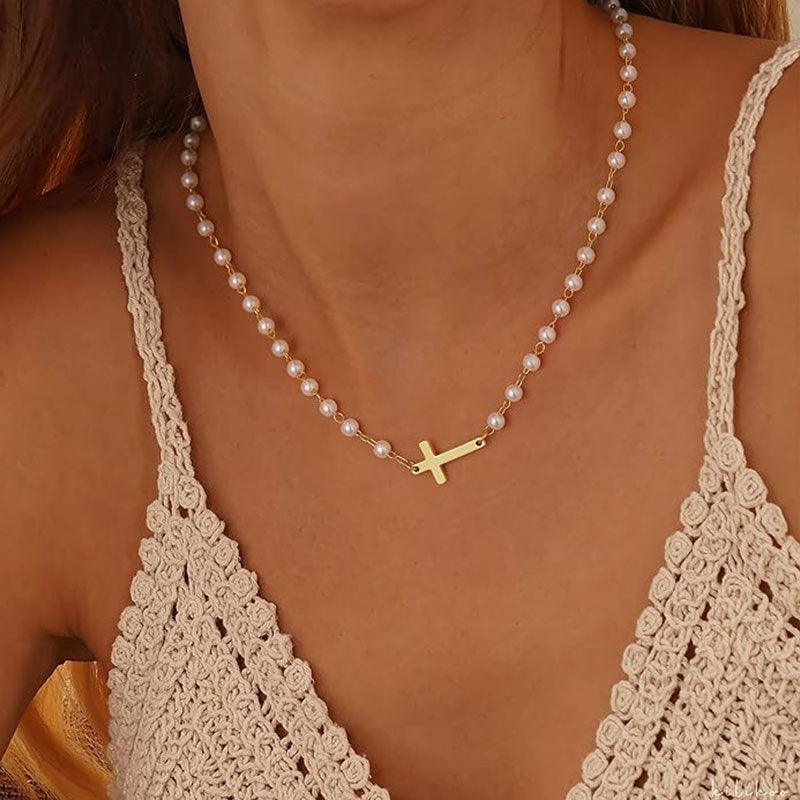 Cross Pearl Necklace