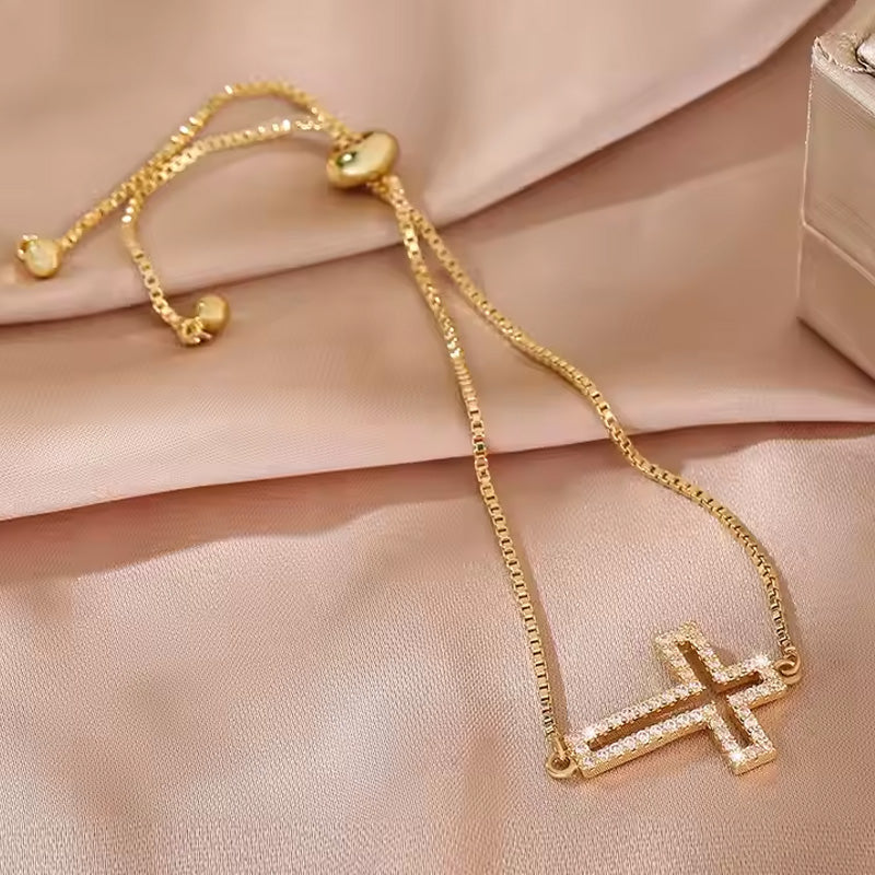 Rhinestone Cross Charm Bracelet