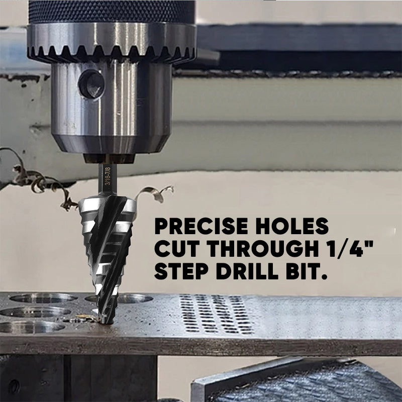 Four Spiral Flute Step Drill Bit Set