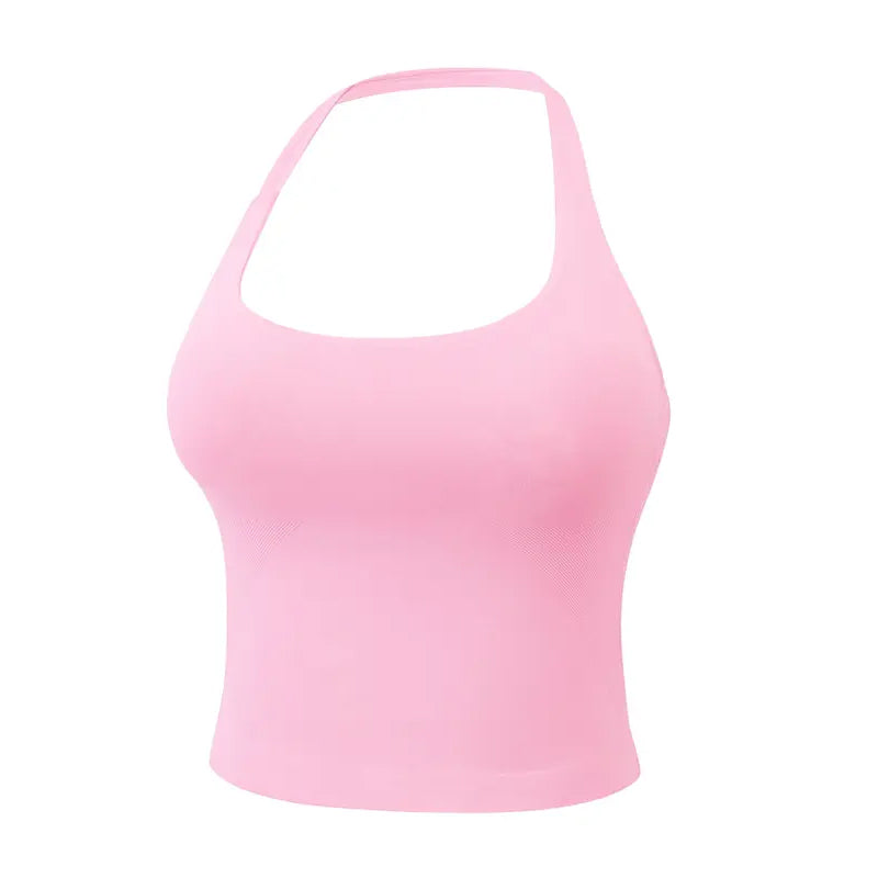 Women's Solid Removable Chest Pad Sports Tank Top