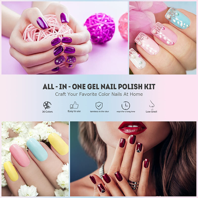 36 Color Gel Nail Polish Kit