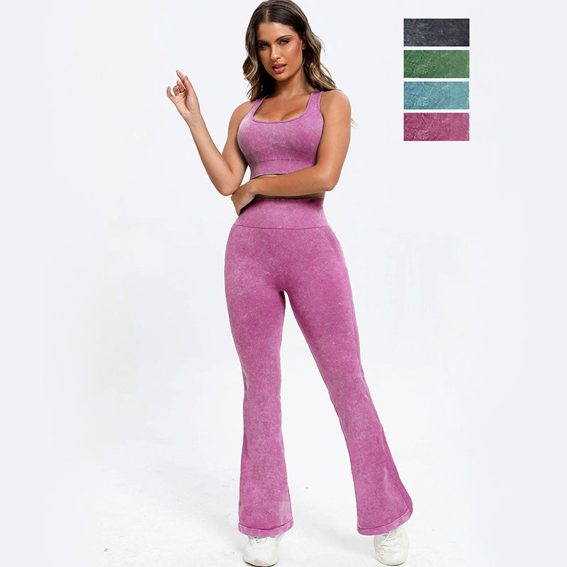 Solid Color Flare Leg Yoga Pants