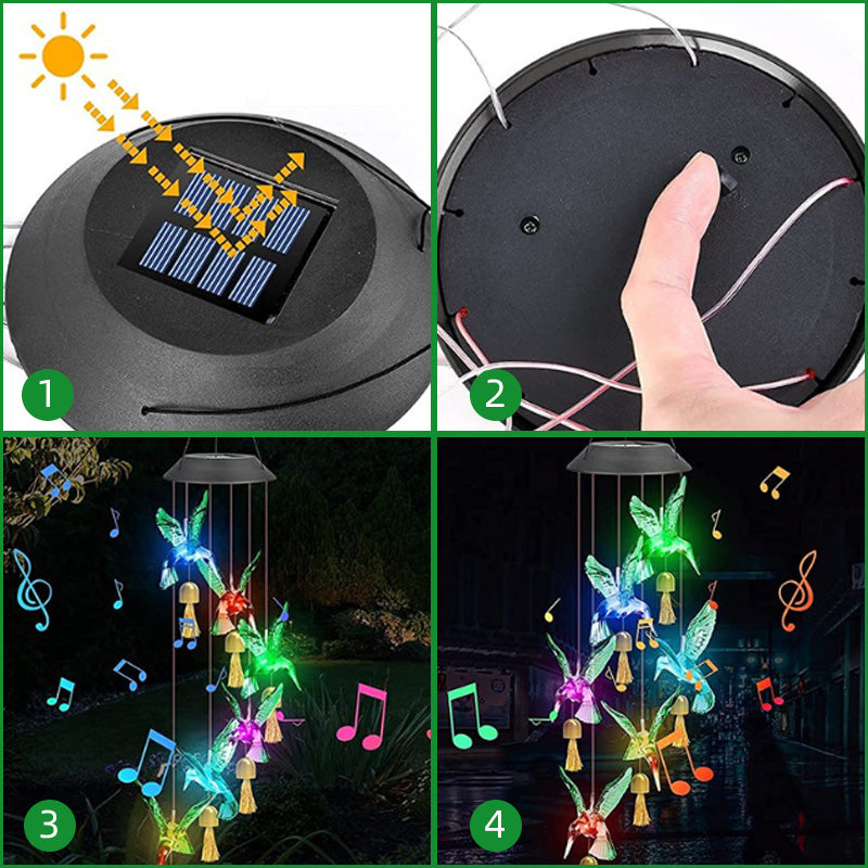 Solar-Powered Hummingbird Wind Chime