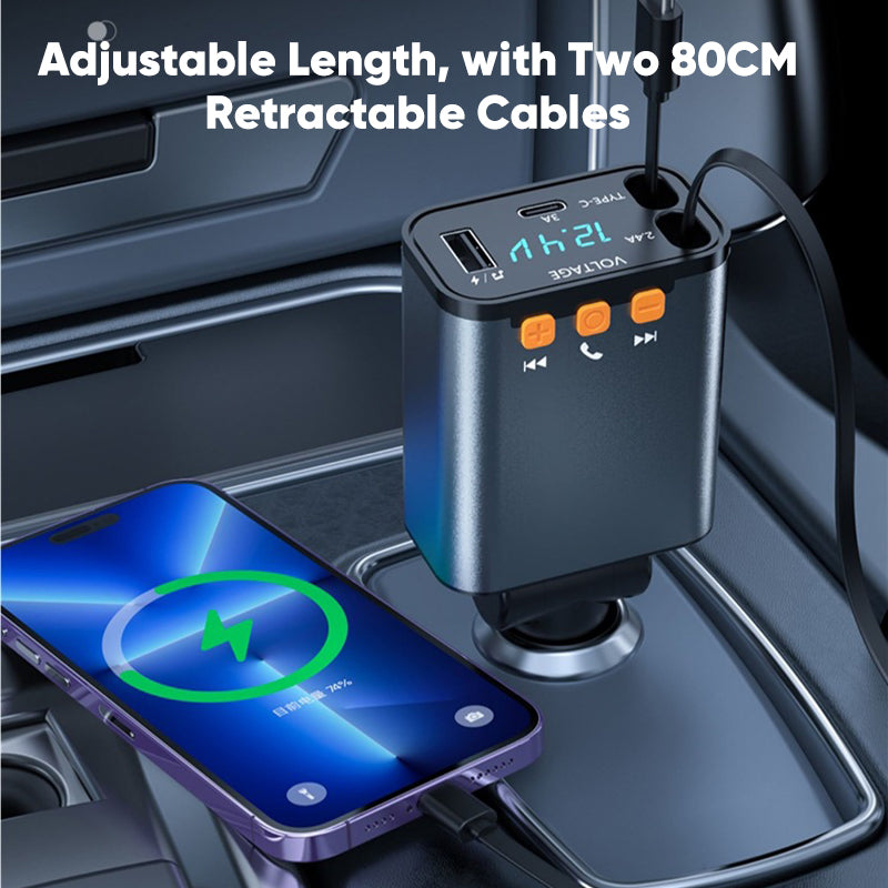 Bluetooth 5.3 Car Adapter with Retractable Charger