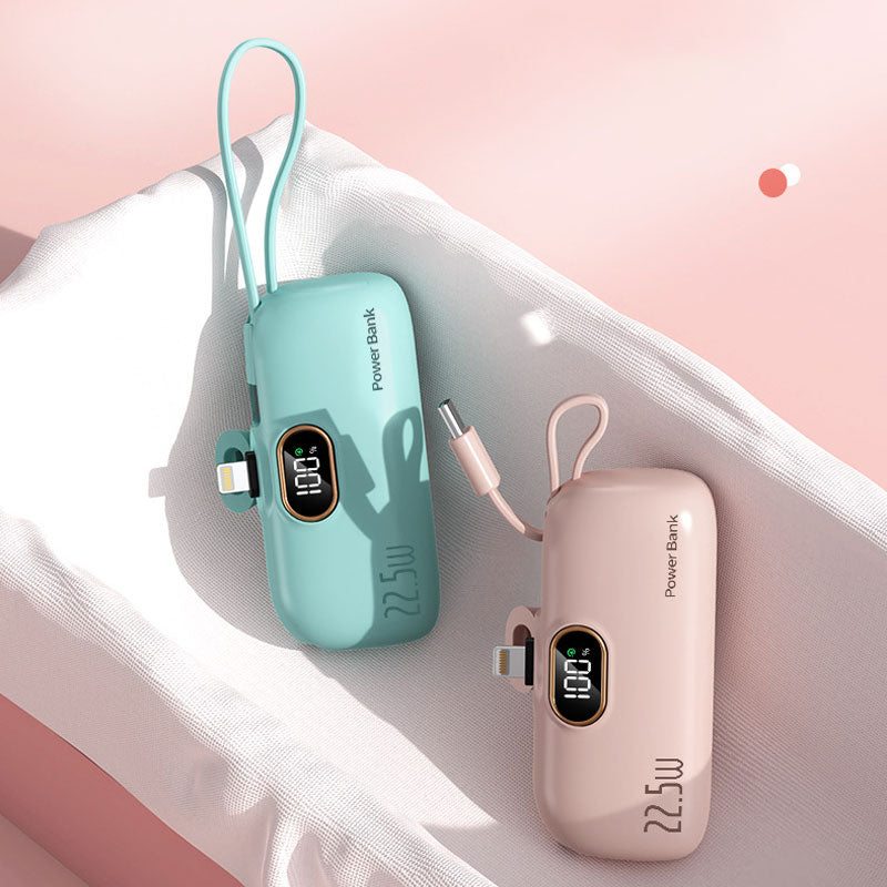 Mini Portable Charger with Built-in Cable