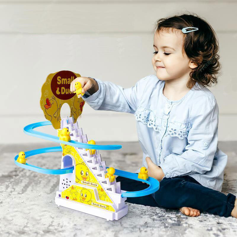 Electric Duck Climbing Race Track Toy – LED Lights & Music Roller Coaster Playset