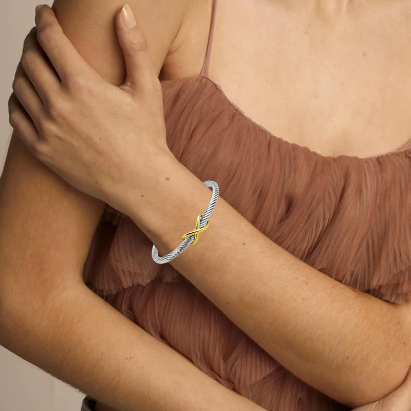 Bracelet Two Tone Twisted Bangle