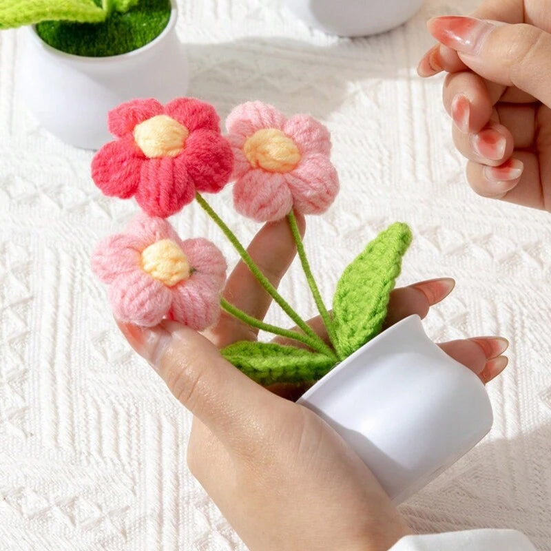 Handmade Crochet Bouquet Potted Flowers