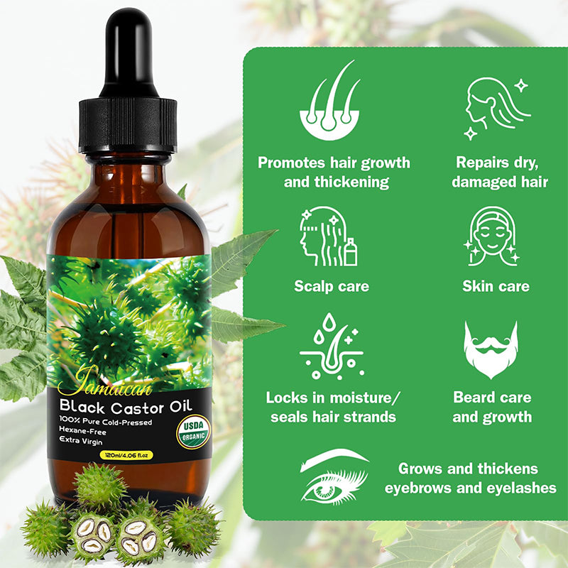 Organic Cold Pressed Black Castor Oil for Hair Growth