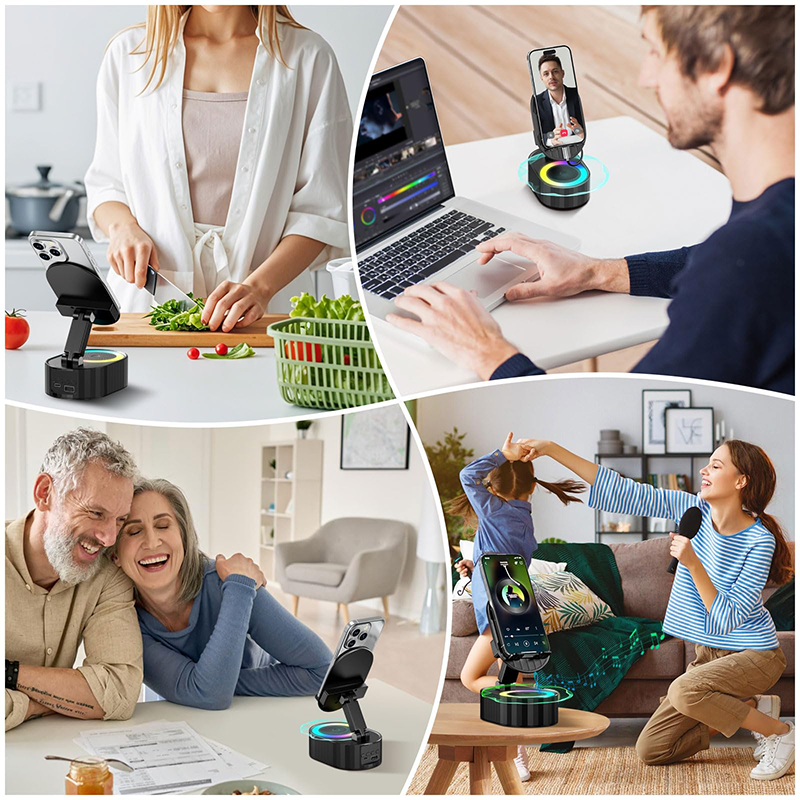 360° Adjustable Phone Stand with Built-in Bluetooth Speaker
