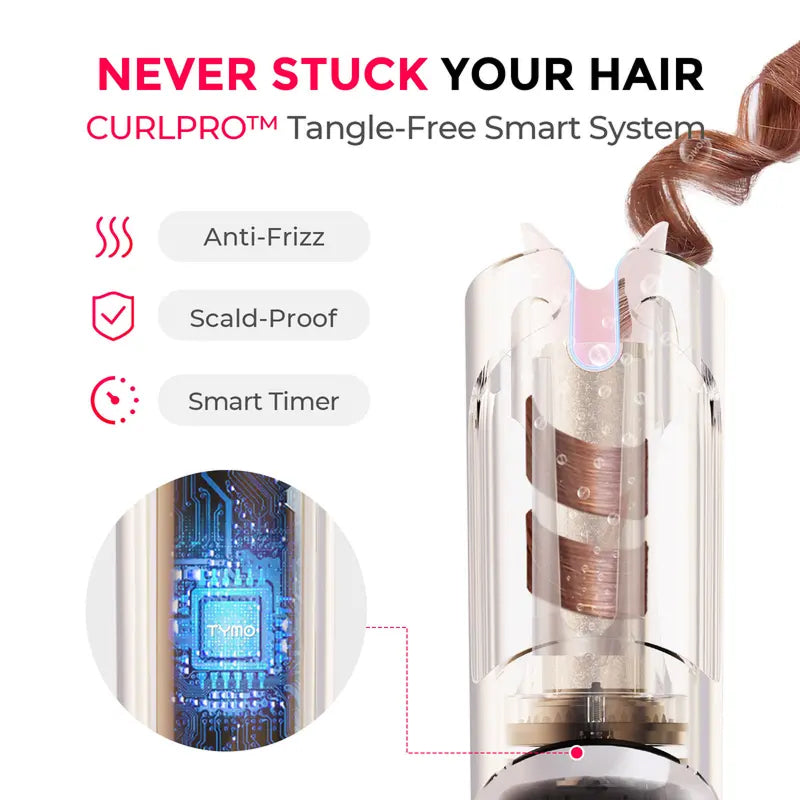 One-Tap Automatic Curling Irons with Millions Negative Ionic and Ceramic Coating