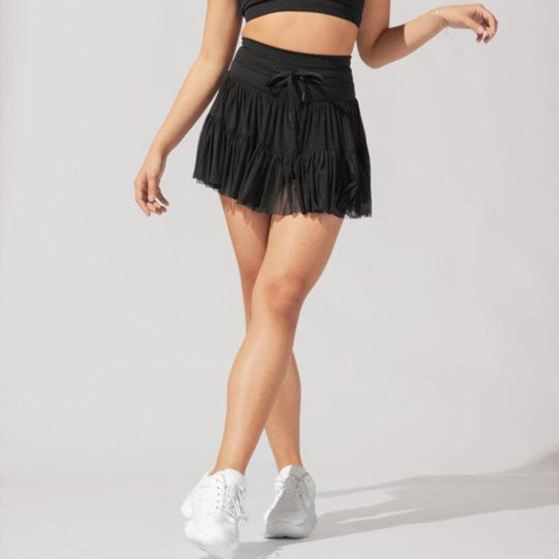 High Waist Pleated Skirt with Safety Shorts