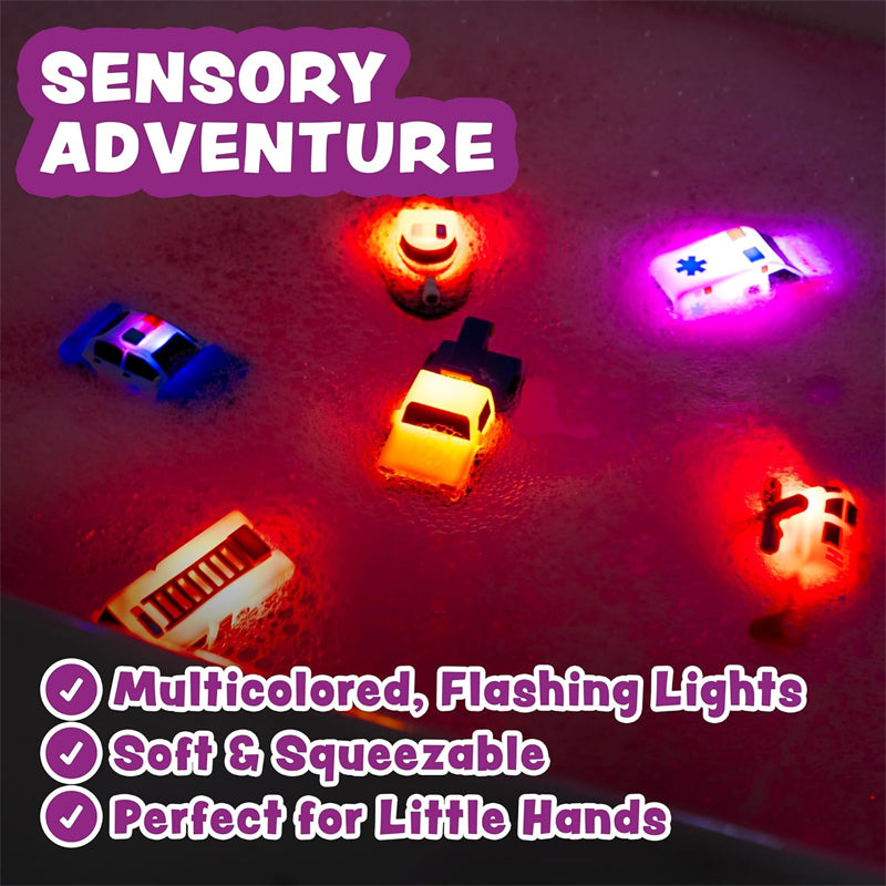 6 Pack Water Activated Flashing Colors Soft Squeezable Sensory Toys