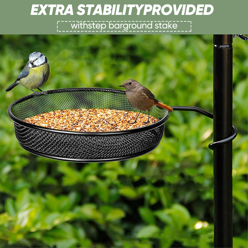 Squirrel-Proof Bird Feeder Pole Stand with Hanging Hooks