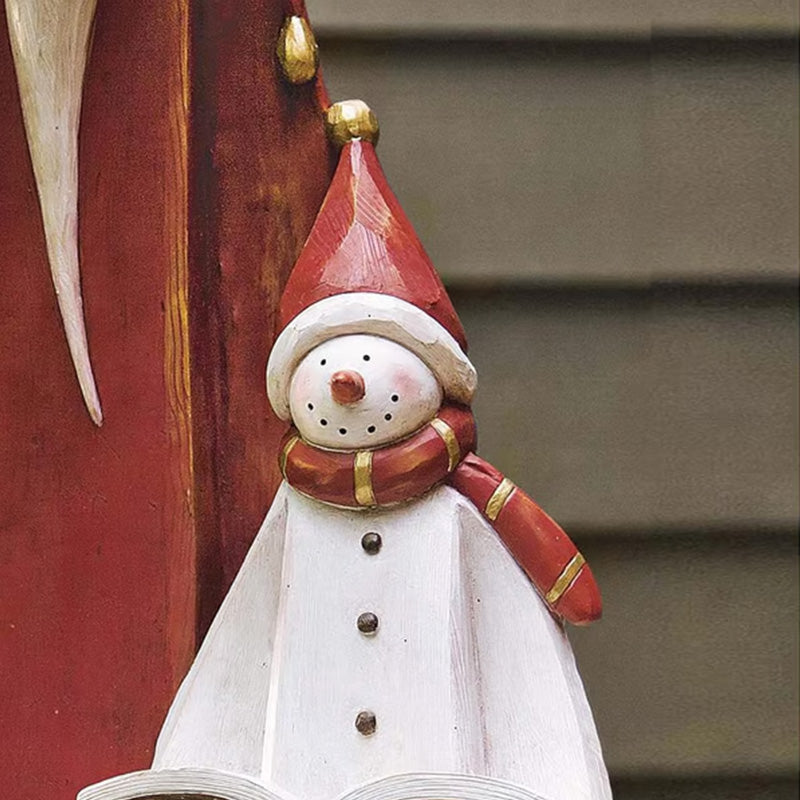 Santa and Snowman Sculpture with Solar Lantern