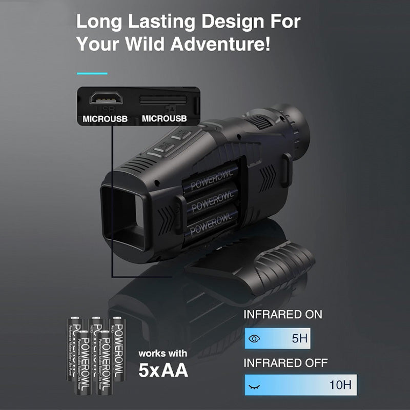 8X Infrared Night Vision Monocular With Digital Crosshairs & Video Recording For Hiking