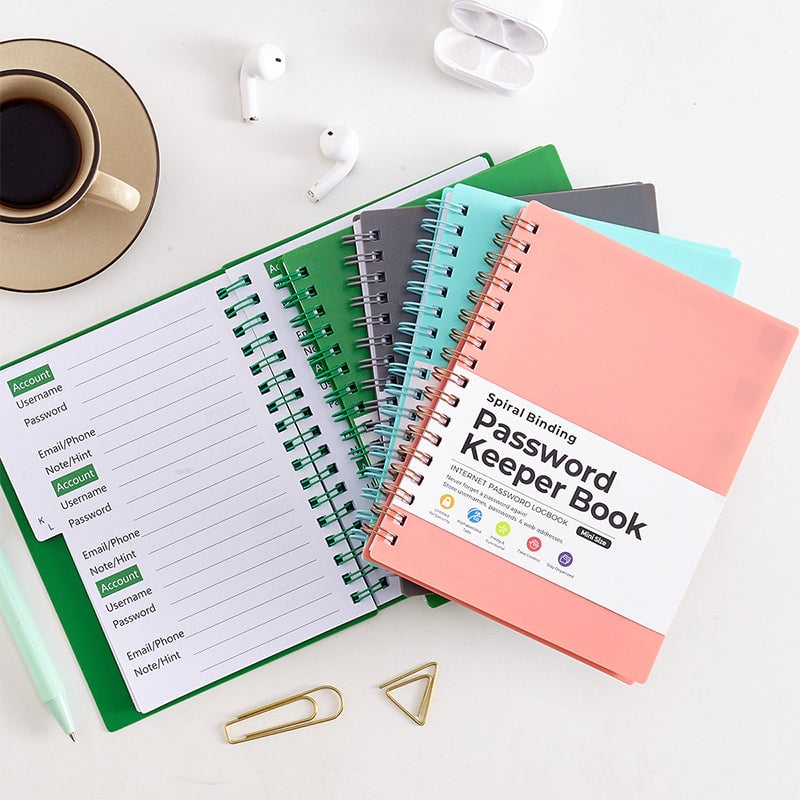 A6 spole lösenordsskyddsbok