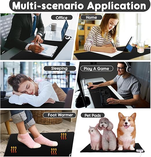 Large Heated Mouse Pad with Adjustable Heat Levels