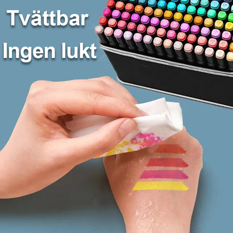 80 färger Premium Dual Tip Markers Set med väska